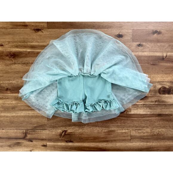 Matilda Jane Just Imagine Misty Layered Tulle Skirt Knit Skort Green Yellow 2 - Picture 3 of 6